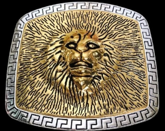 Lion Head Detailed Roman Fountain Animal Belt Buckle Buckles