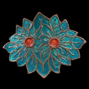 Classy Blue Turquoise Flower Floral Petals Western Belt Buckle Buckles
