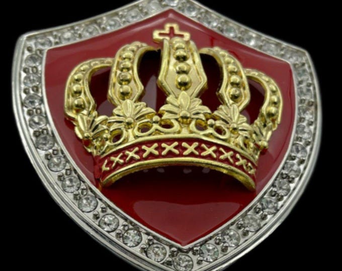 Gold Red Crown Belt Buckle Feathers Metal Rhinestones High-end Fashion Quality