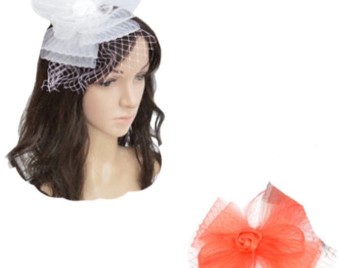 Women Fascinator Feather Hat Cocktail Tea Party Headband Lady Wedding Hair Clips