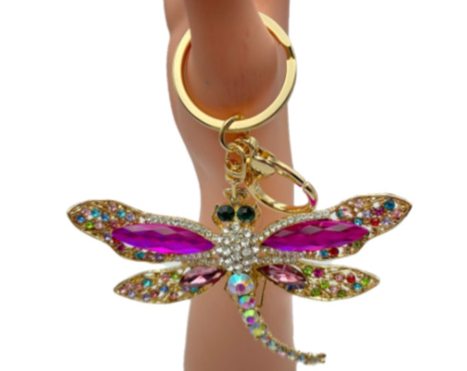 Dragonfly Keychain Dragonflies Rhinestone Pendants Crystal Key Chain Fashion