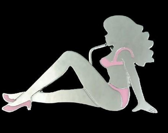 Trucker Belt Buckle Girl Truckers Pink Bikini Mudflaps Girly Trucker's Belts Buckles