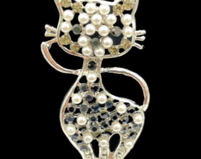 Rhinestones Cat Kitty Women's Fashion Brooch Pin