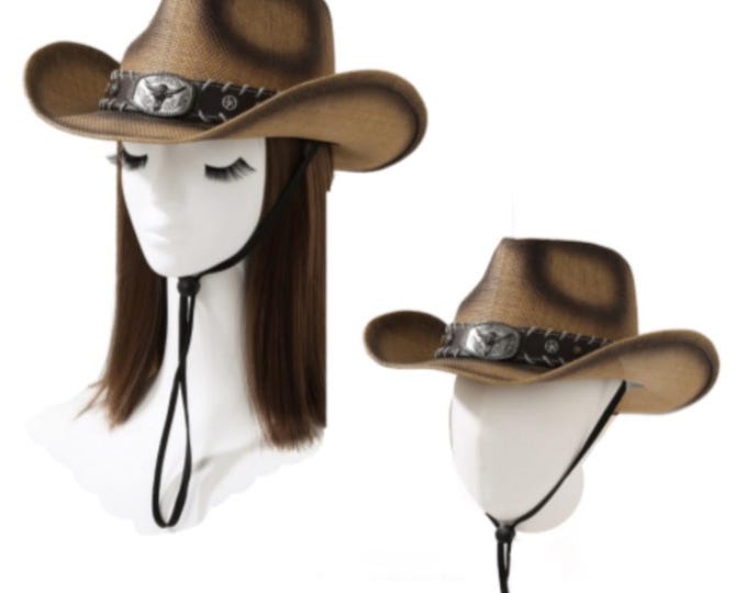 Men's Women's Western Fashion Style Cowboy Cowgirl Straw Hat Longhorn