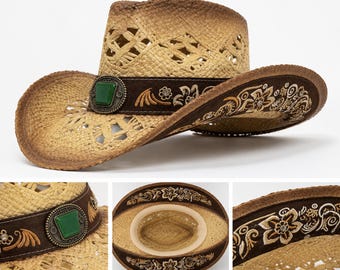 Straw Hat Summer Outdoor Men Women Unisex Western Cowboy Breathable Hats