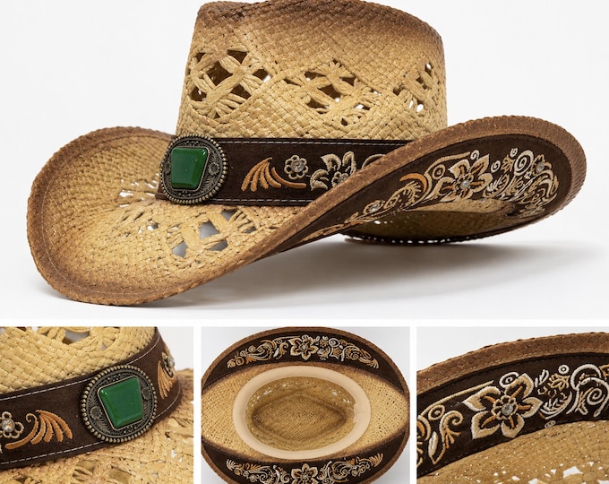 Straw Hat Summer Outdoor Men Women Unisex Western Cowboy Breathable Hats