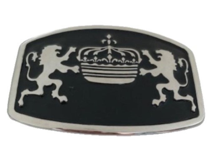 Two Lions Crown Royals Belt Buckle