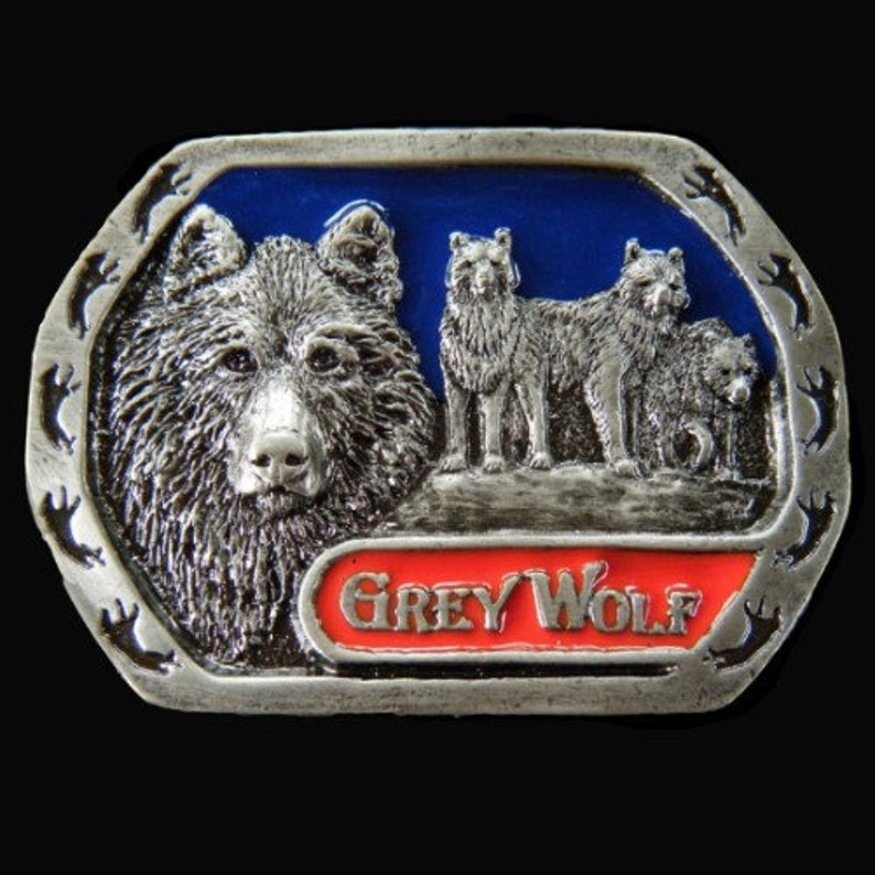 Grey Albuquerque Mall Wolf Lone Wild Animal Buckles Belt Opening large release sale Pewter Buckle