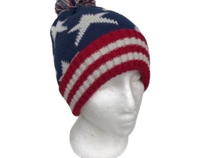 American Flag Beanie USA Red White Blue Knit Hat Punk Rock Snowboard Headgear