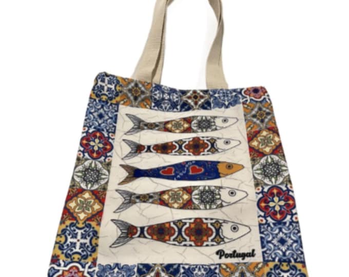 Portugal Sardines Sardinhas Portuguese Tiles Tote Bag