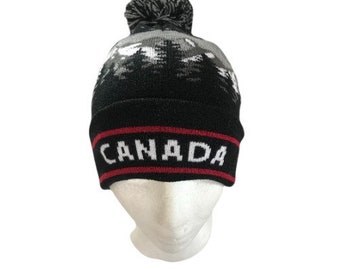Canada Winter Mountains Unisex Knitted Pom Pom Winter Beanie Hat