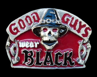 Skull Head Skeleton Gothic Good Guys Wear Black Belt Buckle Buckles