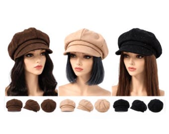 Women's Winter Newsboy Cap Visor Cabbie Retro Beret Glitter Fashion Hat