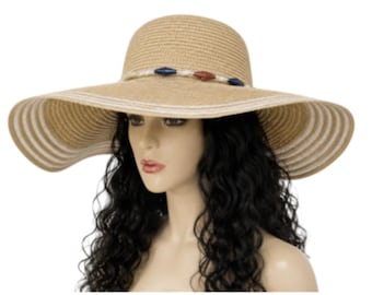 Women's Summer Foldable Checkered Bow Straw Cloche Wide Brim Sun Hat Hats