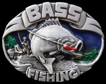 Bass Fish Fishing Fishermen Outdoors Water Sports Belt Buckle Buckles