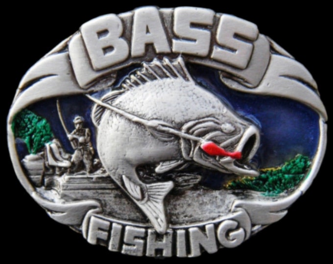 Bass Fish Fishing Fishermen Outdoors Water Sports Belt Buckle Buckles