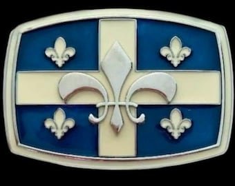 Belt Buckle Quebec Flag Fleur De Lys Boucle De Ceinture