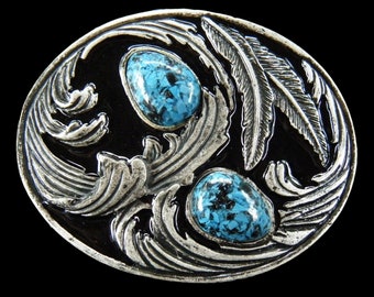 Turquoise Blue Stone Aztec Maya Native Art Belt Buckle Buckles