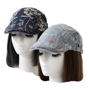 Gorra unisex de mezclilla con estampado floral de vendedor de periódicos para taxista de verano para mujer