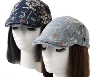 Unisex Denim Newsboy Floral Print Summer Cabbie Women's Hat