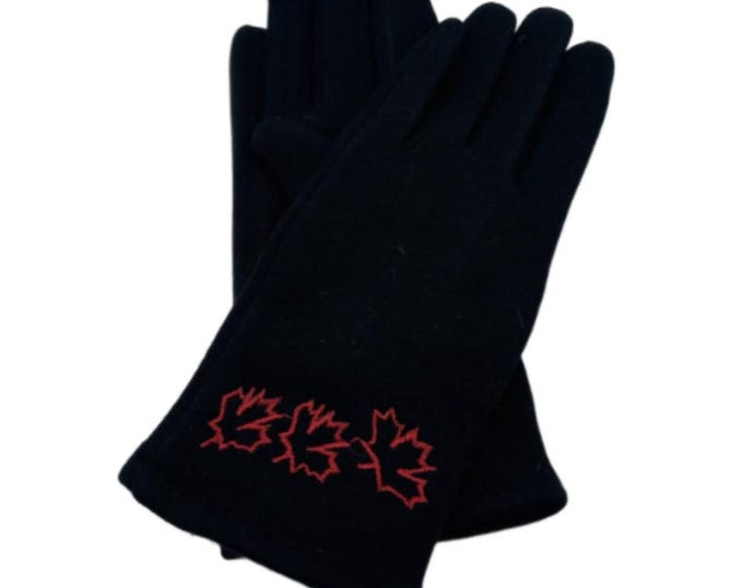 Winter Women's Fashion Gloves Red Mapleleaf Maple Leaf