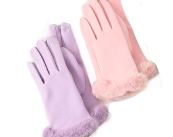 Women's Gloves Faux Fur Trim Winter Fall