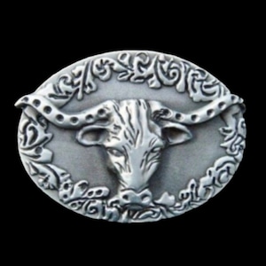 Western Longhorn Texas Steer Rodeo Cowboy Belt Buckle Boucle Ceinture