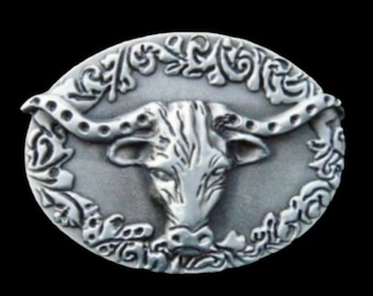 Western Longhorn Texas Steer Rodeo Cowboy Belt Buckle Boucle Ceinture