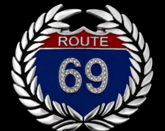 Belt Buckle Route 69 Rt United States US Highways Rhinestones Belts & Buckles