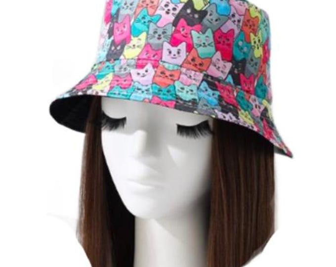 Cats Kitty Cat  Bucket Hat Festival Fishing Summer Sun Beach Reversible Hats