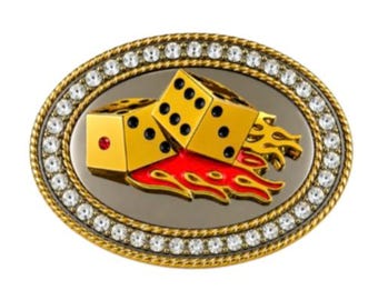 Dices Flames Gambling Dice Craps Casino Vegas Cool Belt Buckle