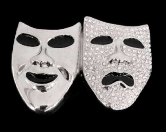 Masquerade Rhinestone Theatre Mask Phantom Belt Buckle Happy Sad Masks Buckles