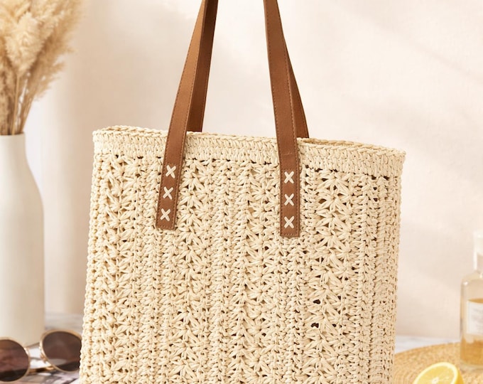 Summer Woven Straw Tote Bag – Lightweight Beach & Everyday Carry