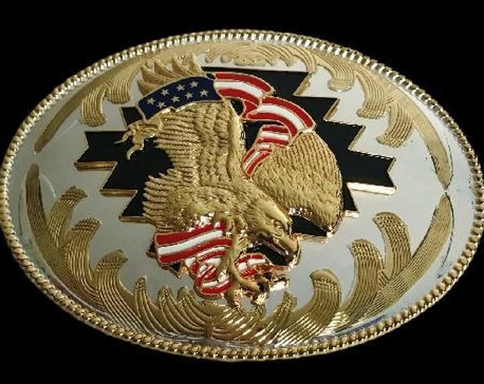 Belt Buckle Golden Eagle American Flag Bald Eagle's USA Big Western Belts Buckles