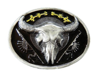 Western Texas Cow Steers Longhorn Cowboy Rodeo Natives Belt Buckle