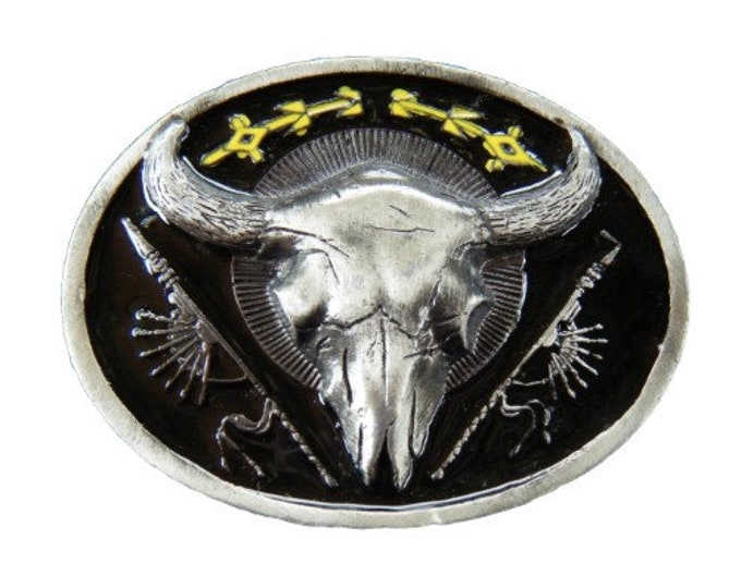 Western Texas Cow Steers Longhorn Cowboy Rodeo Natives Belt Buckle