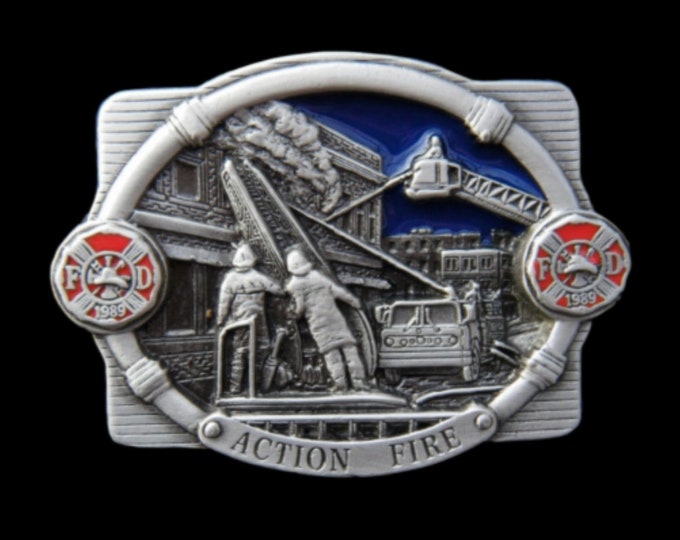 Belt Buckle Fireman FD Fire Dept. Action Fire Trucks Firemen Firefighters Buckles & Belts