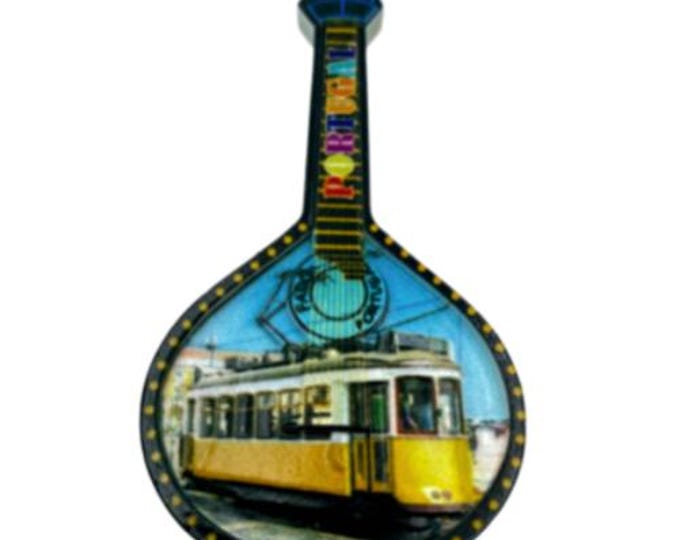 Portugal Yellow Tram Fado Banjo Souvenir Fridge Magnet