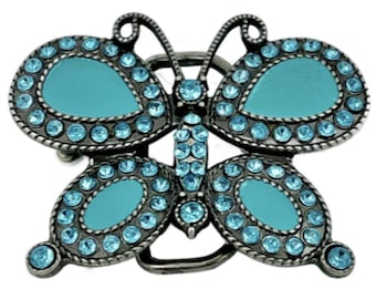 Butterfly Belt Buckle Butterflies Turquoise Rhinestone Fashion