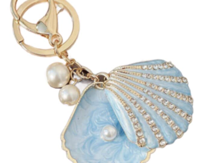 Ocean Key Ring Pearl Shell Key Chain Lovely Backpack Pendant Purse Charm