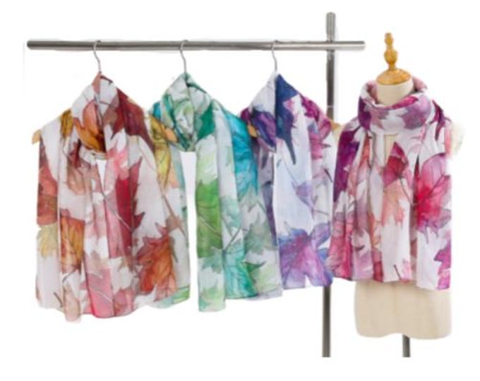 Ladies Quality Double Sided Mapleleaf Pattern Scarf Evening Shawl Summer Fashion
