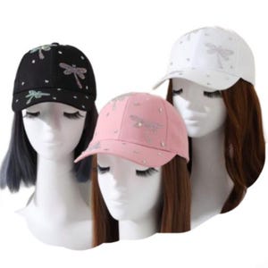 Women&#39;s Rhinestones Dragonfly Baseball Cap Outdoor Summer Hat