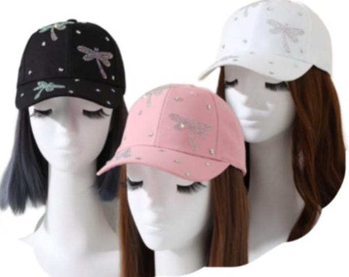 Women's Rhinestones Dragonfly Baseball Cap Outdoor Summer Hat