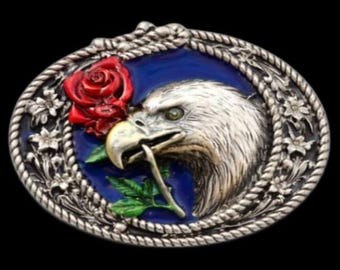 Western Cowboy Eagle With Rose Belt Buckle