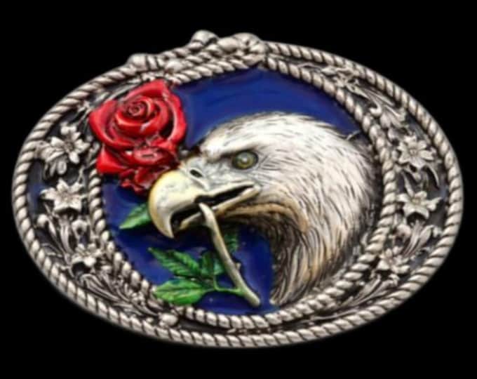 Western Cowboy Eagle With Rose Belt Buckle