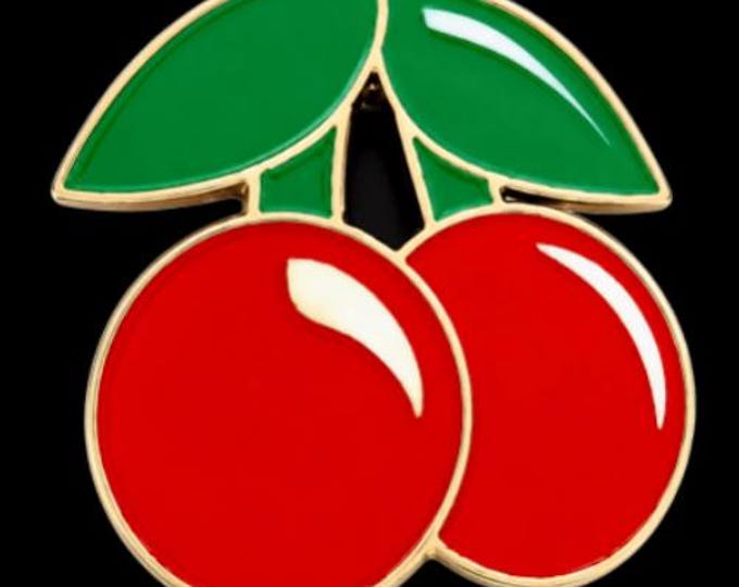 Lucky Cherries Belt Buckle Red Cherry Pewter Metal Buckles