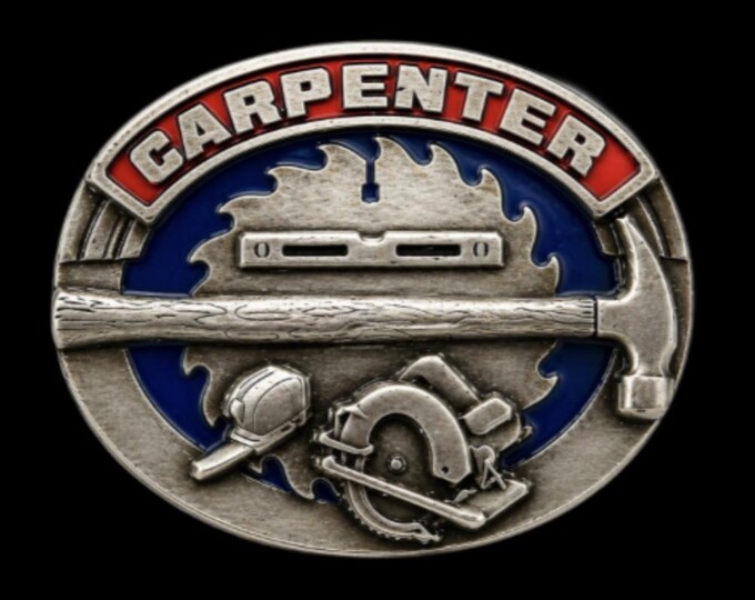 Carpenter Work Tools Saw Hammer Tape Professions Belt Buckles