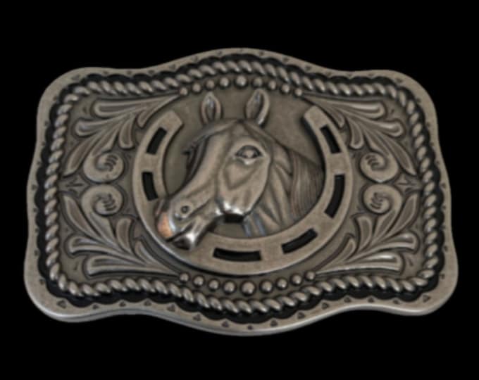 Western Horse Horseshoe Cowboy Cowgirl Belt Buckle Buckles