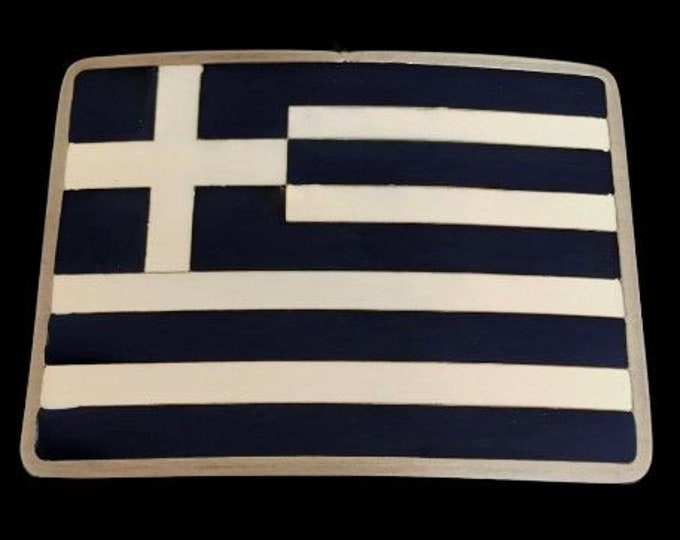 Greece Athens Hellenic Cross Greek Flag Belt Buckle