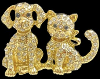 Rhinestones Cat Dog Women's Fashion Rhinestone Brooch Pin Jewelry